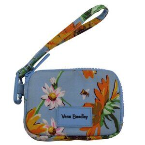 Vera Bradley Sunflower Sky RFID Zip Wristlet Wallet Flower Floral Bumble Bee